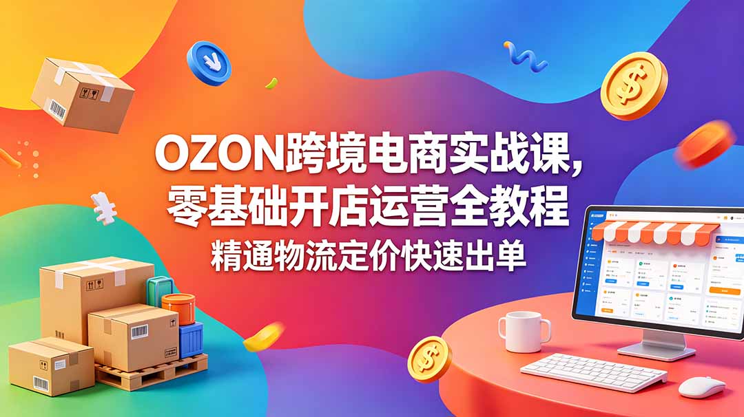 OZON 跨境电商实战课，零基础开店运营全教程，精通物流定价快速出单-hl998