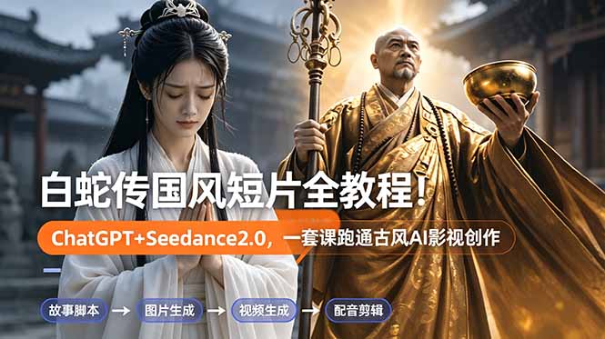 白蛇传-国风短片全教程！ChatGPT+Seedance2.0，一套课跑通古风AI影视创作-hl998