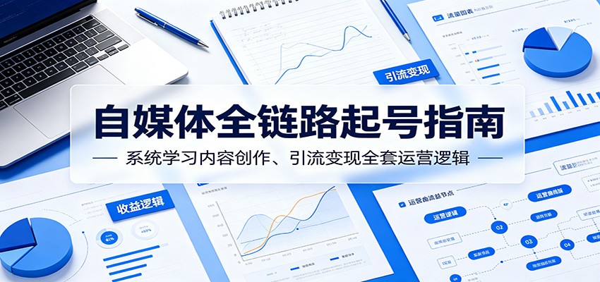 自媒体全链路起号指南：系统学习内容创作、引流变现全套运营逻辑-hl998