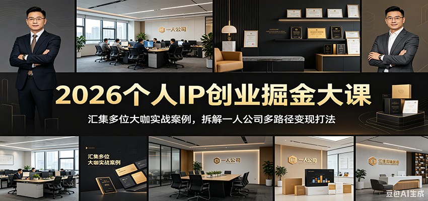 2026个人IP创业掘金大课：汇集多位大咖实战案例，拆解一人公司多路径变现打法-hl998
