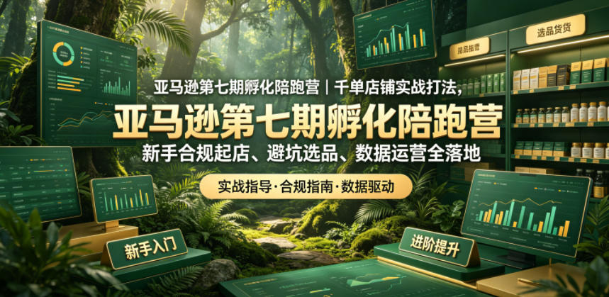 亚马逊第七期孵化陪跑营｜千单店铺实战打法，新手合规起店、避坑选品、数据运营全落地-hl998