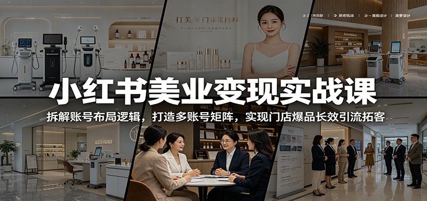 小红书美业变现实战课：拆解账号布局逻辑，打造多账号矩阵，实现门店爆品长效引流拓客-hl998