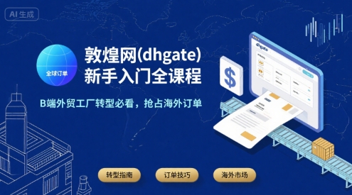 敦煌网(dhgate)新手入门全课程，B端外贸工厂转型必看，抢占海外订单-hl998