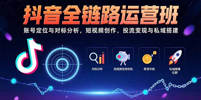 抖音全链路运营班：账号定位与对标分析，短视频创作，投流变现与私域搭建-hl998