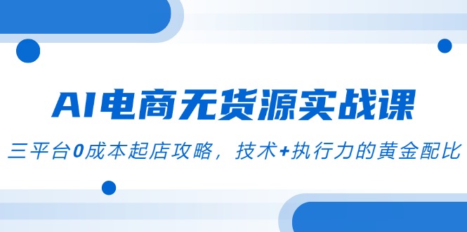 AI电商无货源实战课，三平台0成本起店攻略，技术+执行力的黄金配比-hl998