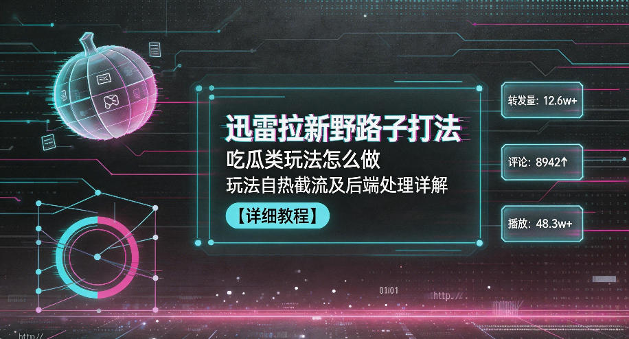 迅雷拉新野路子打法，吃瓜类玩法怎么做，玩法自热截流及后端处理详解-hl998