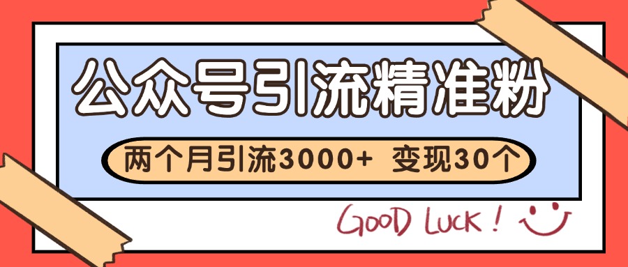 公众号精准粉引流玩法 2个月3000+精准粉 变现30万+-hl998