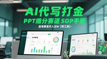 AI代写打金，PPT细分赛道SOP手册，蓝海赛道月入过W【附工具】-hl998