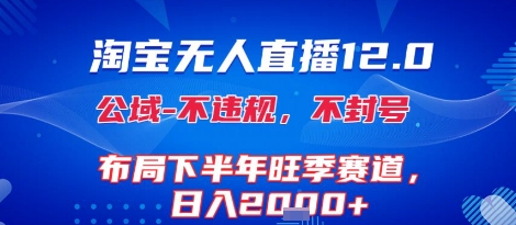淘宝无人直播12.0，不封号，不违规，布局下半年旺季赛道，日入1k+(独家技术)【揭秘】-hl998