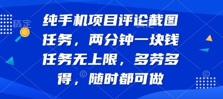 纯手机项目评论截图任务，两分钟一块钱 任务无上限多劳多得，随时随地都能做【揭秘】-hl998
