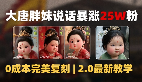 AI大唐胖贵妃说话2.0，40条视频暴涨40w粉，附独家变现攻略-hl998