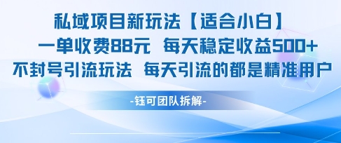 私域项目新玩法【适合小白】 一单收费88.每天稳定收益几张-hl998