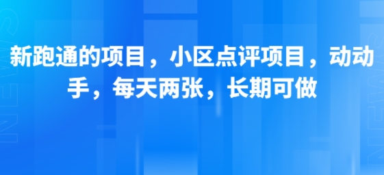 新跑通的项目，小区点评项目，动动手，每天两张，长期可做-hl998