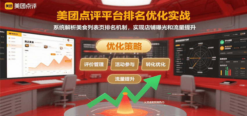 美团点评平台排名优化实战，系统解析美食列表页排名机制，实现店铺曝光和流量提升-hl998