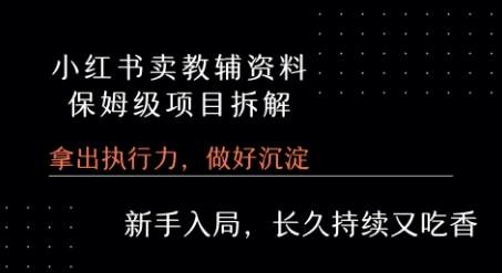 小红书卖小学教辅资料  保姆级项目拆解  1次课程彻底讲清楚!-hl998