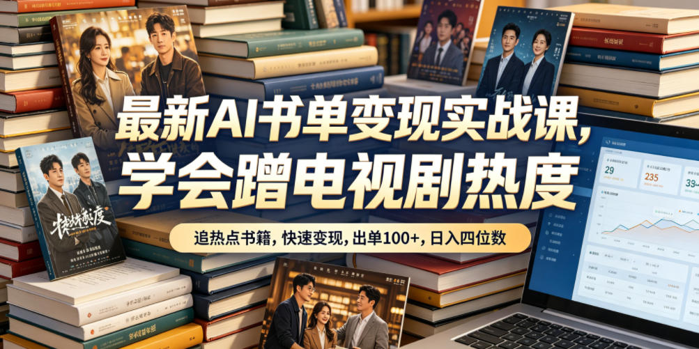 最新AI书单变现实战课，学会蹭电视剧热度，追热点书籍，快速变现，出单100+，日入四位数-hl998