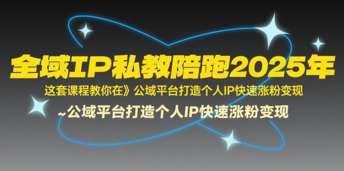 全域IP私教陪跑2025年，这套课程教你在​公域平台打造个人IP快速涨粉变现-hl998