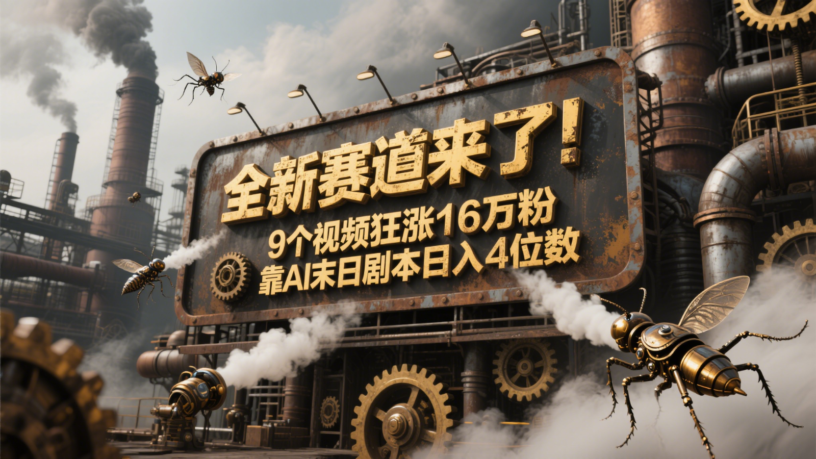 全新赛道来了！9个视频狂涨16万粉，靠AI末日剧本日入4位数，评论区爆肝追更！-hl998