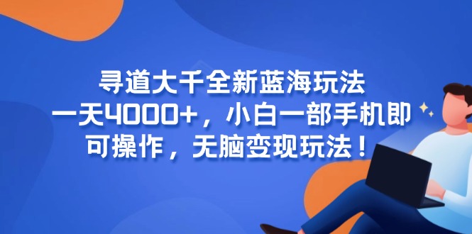 寻道大千全新蓝海玩法，一天4000+，小白一部手机即可操作，无脑变现玩法！-hl998