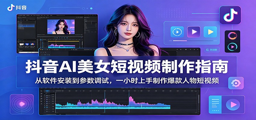 抖音AI美女短视频制作指南：从软件安装到参数调试，一小时上手制作爆款人物短视频-hl998