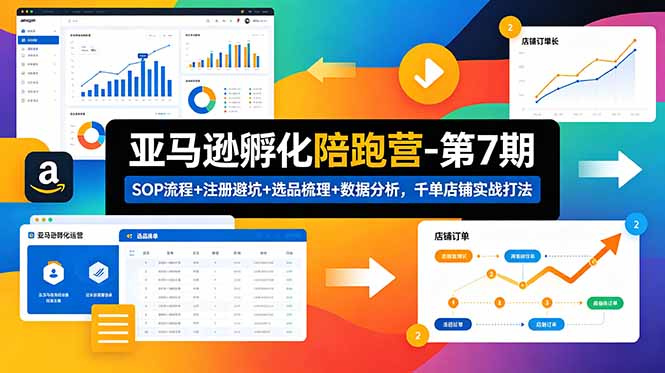 亚马逊孵化陪跑营-第7期：SOP流程+注册避坑+选品梳理+数据分析，千单店铺实战打法-hl998