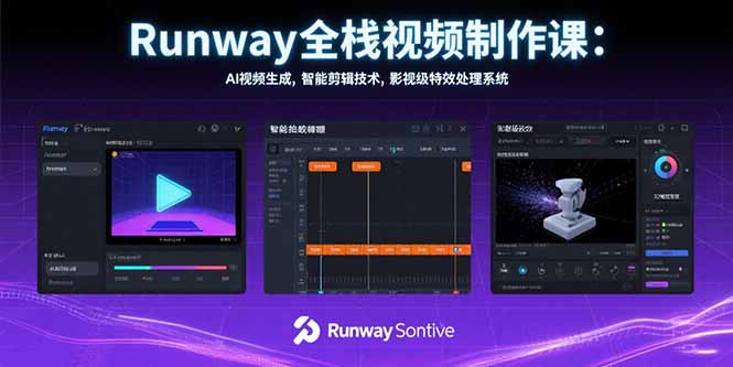 Runway全栈视频制作课：AI视频生成，智能剪辑技术，影视级特效处理系统-hl998