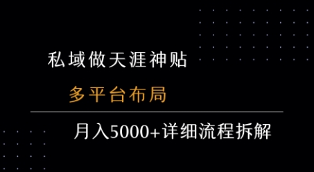 私域做天涯神贴 多平台布局 月入5k+详细流程拆解-hl998