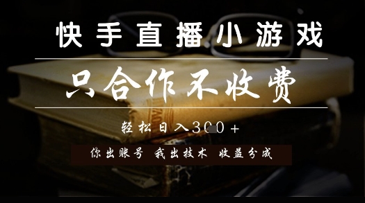 快手直播小游戏，只合作不收费，你出账号我出技术， 分润模式【揭秘】-hl998
