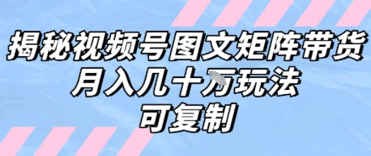 解密视频号图文矩阵带货，月入几个W的打法，可复制-hl998