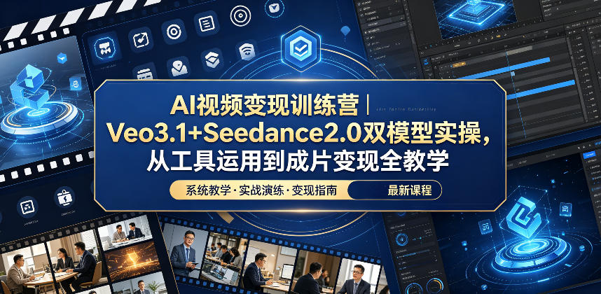 AI视频变现训练营｜Veo3.1+Seedance2.0双模型实操，从工具运用到成片变现全教学-hl998