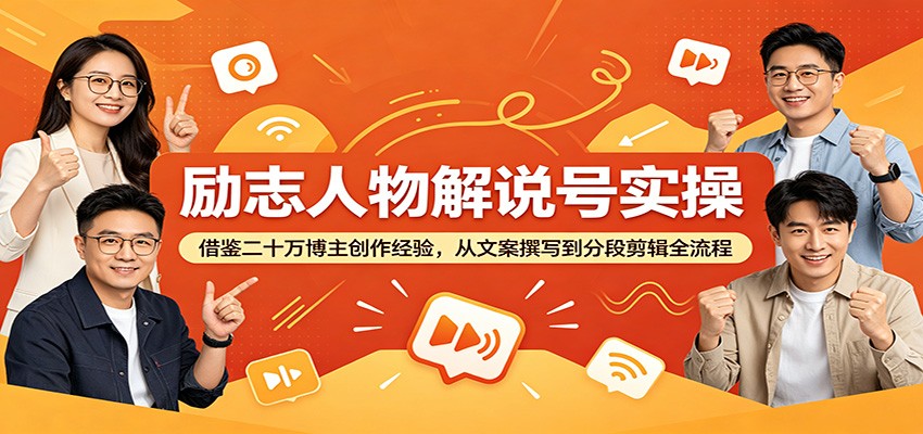 励志人物解说号实操：借鉴二十万博主创作经验，从文案撰写到分段剪辑全流程-hl998