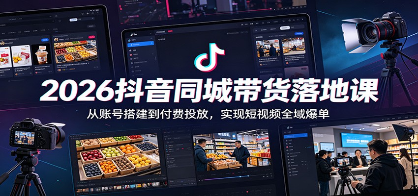 2026抖音同城带货落地课：从账号搭建到付费投放，实现短视频全域爆单-hl998