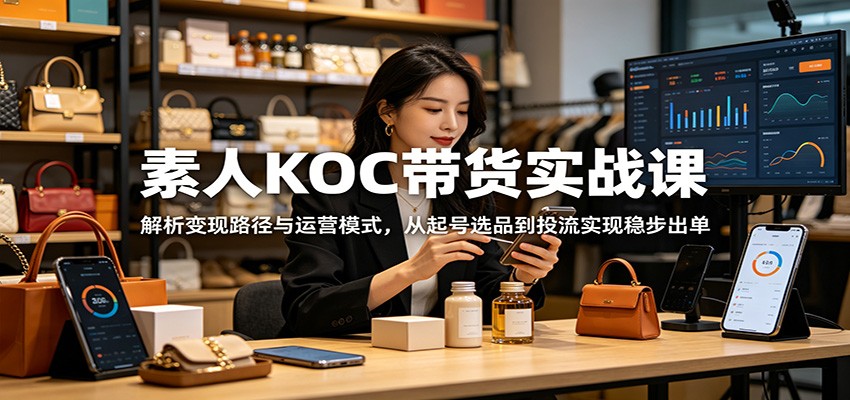 素人KOC带货实战课：解析变现路径与运营模式，从起号选品到投流实现稳步出单-hl998