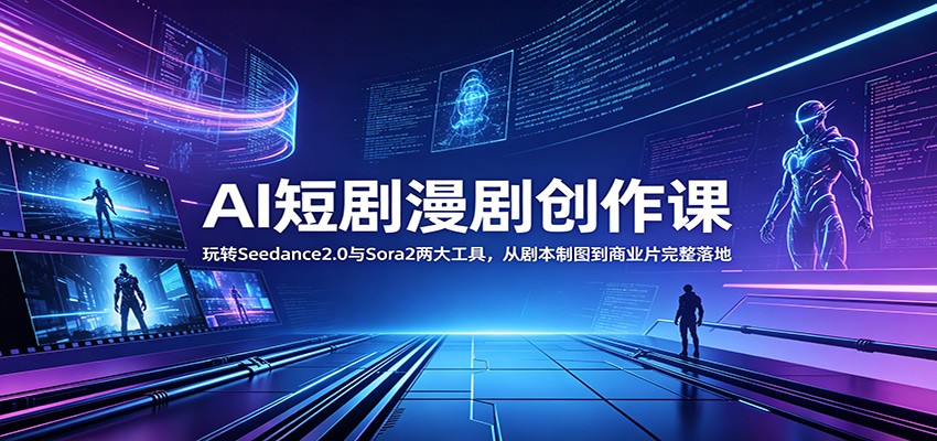 AI短剧漫剧创作课：玩转Seedance2.0与 Sora2两大工具，从剧本制图到商业片完整落地-hl998