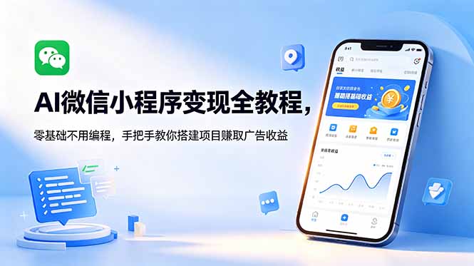 AI微信小程序变现全教程，零基础不用编程，手把手教你搭建项目赚取广告收益-hl998
