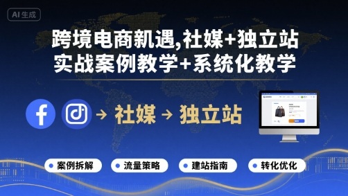 跨境电商新机遇，社媒+独立站，实战案例教学+系统化教学-hl998