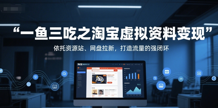 一鱼三吃之淘宝虚拟资料变现，依托资源站、网盘拉新，打造流量的强闭环-hl998