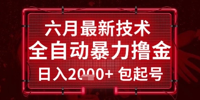 六月最新技术全自动暴力撸金，稳定日入2k+包起号，长期稳定【揭秘】-hl998
