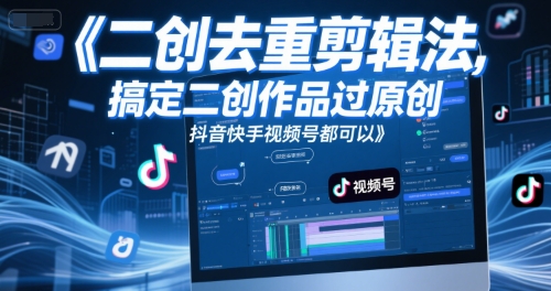 短视频二创去重剪辑法，搞定二创作品过原创，抖音快手视频号都可以-hl998