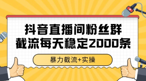 抖音直播间粉丝群暴力截流，一台电脑每天稳定2000条数据【揭秘】-hl998