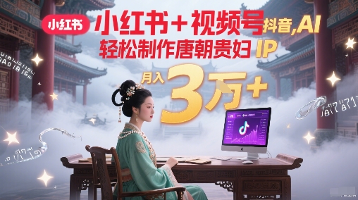 小红书+视频号+抖音，AI轻松制作唐朝贵妇IP，每天30分钟，轻松产出N条，月入3W+-hl998