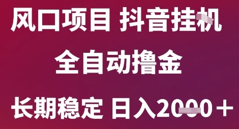 风口项目，六月最新玩法抖音无人挂G，全自动撸金，长期稳定 日入2k+【揭秘】-hl998