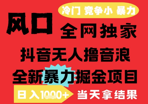 25年6月高爆抖音无人直播最新撸音浪掘金项目，解放双手小白可做，无脑日入1k+，门槛低【揭秘】-hl998