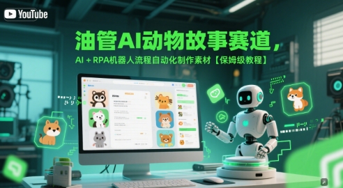 油管AI动物故事赛道，AI+RPA机器人流程自动化制作素材【保姆级教程】-hl998