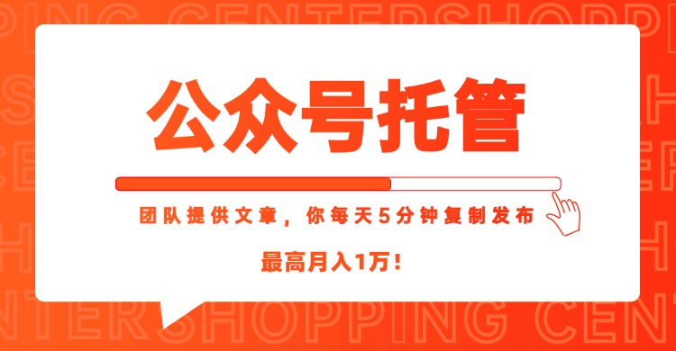 【公众号托管 】我提供文章，你每天５分钟复制发布，最高月入1W-hl998