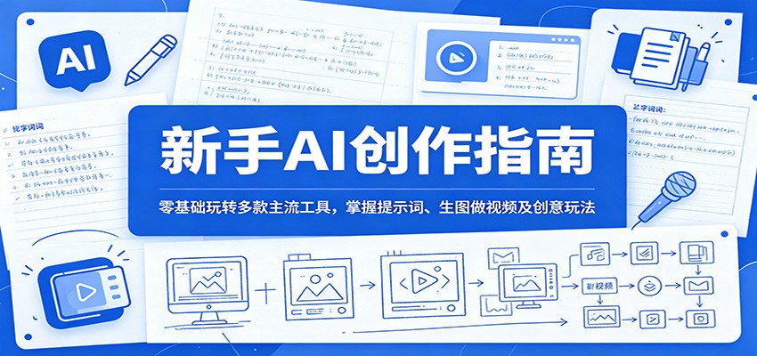 新手AI创作指南：零基础玩转多款主流工具，掌握提示词、生图做视频及创意玩法-hl998