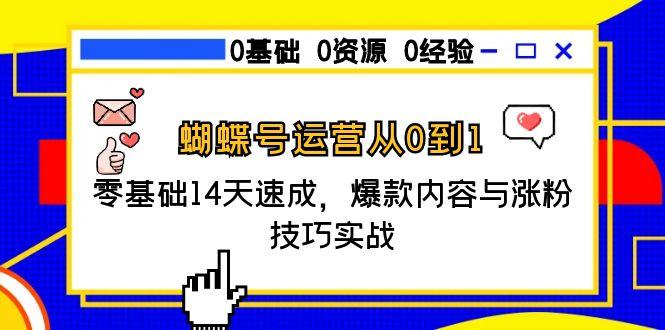 蝴蝶号运营从0到1，零基础14天速成，爆款内容与涨粉技巧实战-hl998