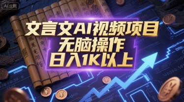 文言文AI视频项目，无脑操作，日入1K以上-hl998