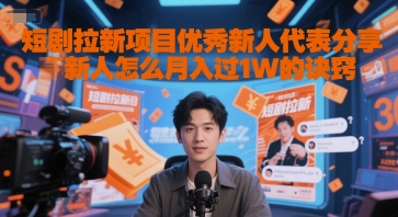 短剧拉新项目优秀新人代表分享新人怎么月入过1W的诀窍-hl998