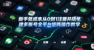 新手低成本从0到1注册并搭建多账号全平台矩阵操作教学，手机号-邮箱-IP-工具-hl998